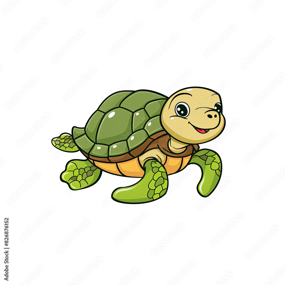 Fototapeta premium A Cute Turtle Cartoon, Cartoon Illustration