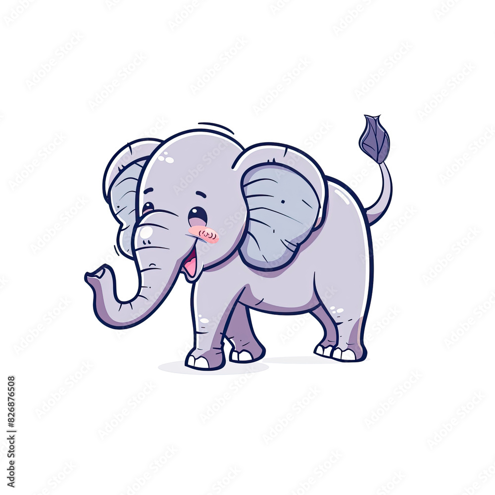 A Happy Elephant Cartoon, Cartoon Illustration A Happy Elephant Cartoon, Cartoon Illustration