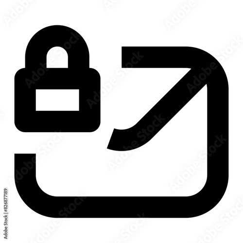 envelope lock line icon for user interface