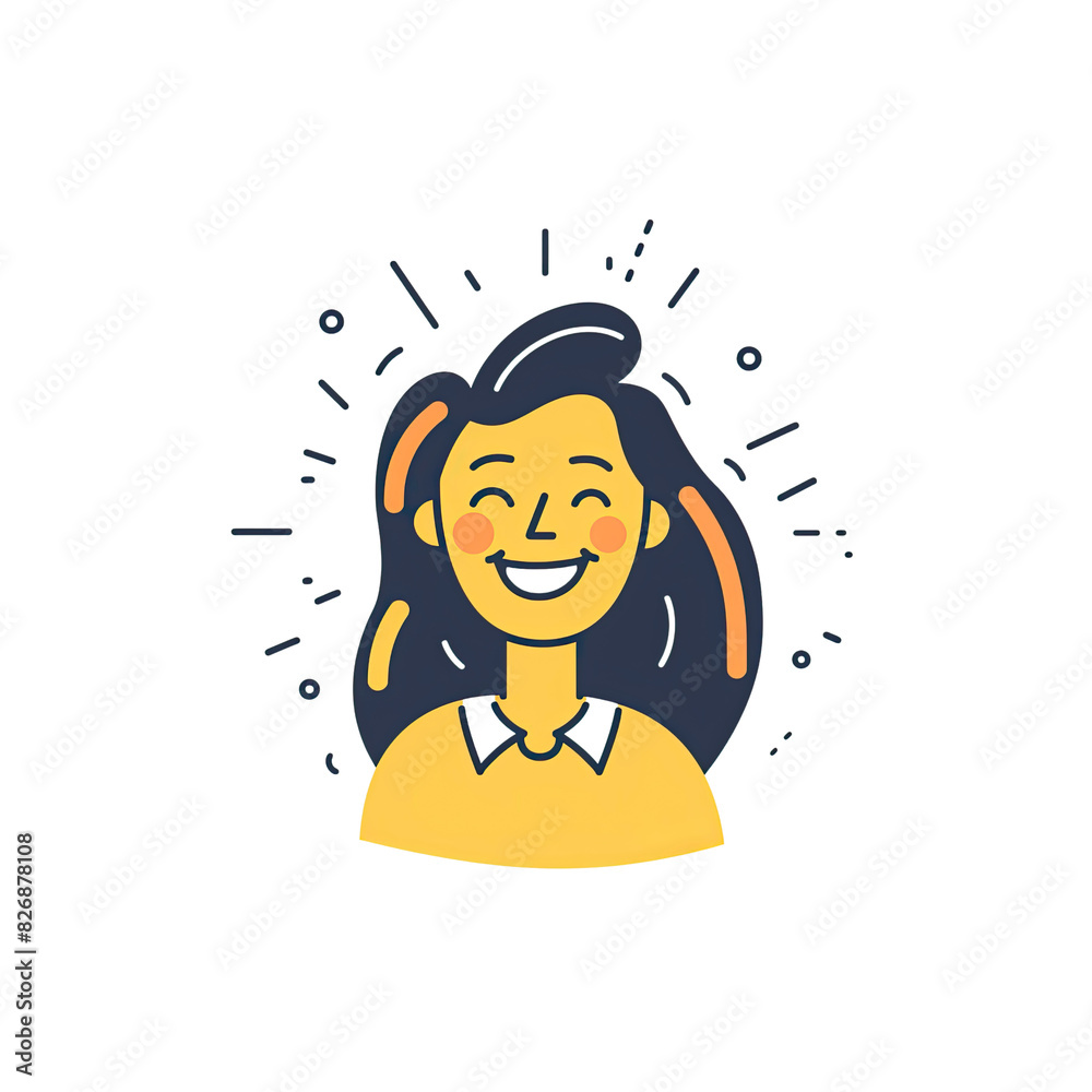 An Illustration Portrays A Smiling Woman, Cartoon Illustration An Illustration Portrays A Smiling Woman, Cartoon Illustration