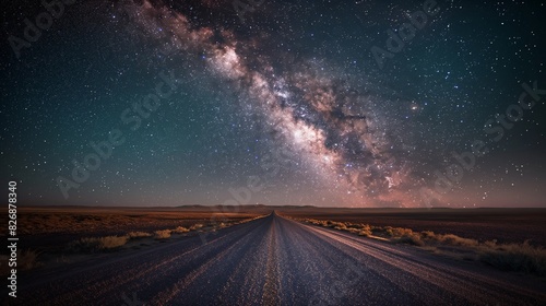 A long, deserted road through an open plain at night, with the sky full of stars and the road faintly lit by the light of the moon 32k, full ultra hd, high resolution photo