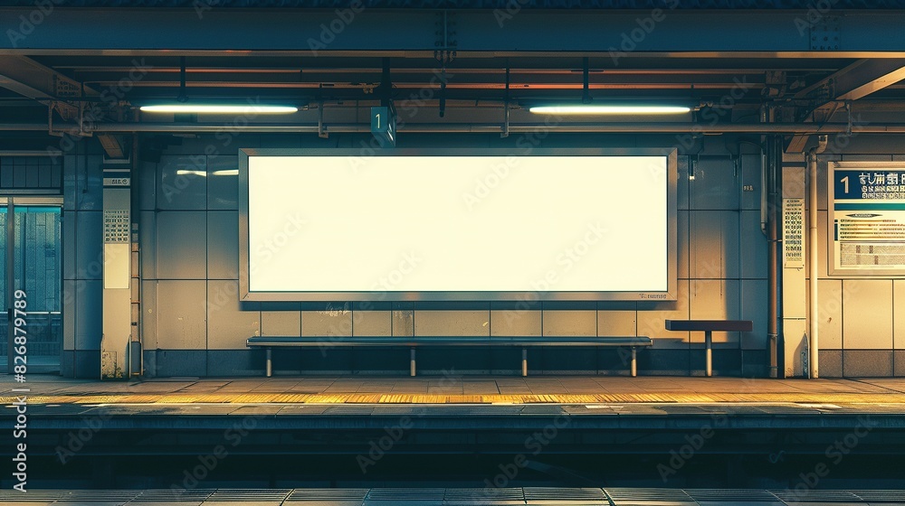 Empty Screen Board Displayed on a Train Station Wall Empty Screen Board Displayed on a Train Station Wall