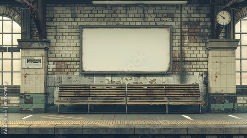 Empty Screen Board Displayed on a Train Station Wall