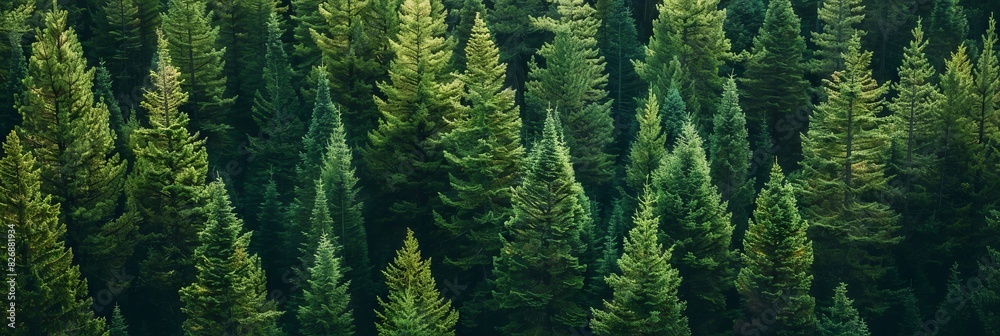 Realistic photography of coniferous forest. Abstract background of a northern forest Realistic photography of coniferous forest. Abstract background of a northern forest