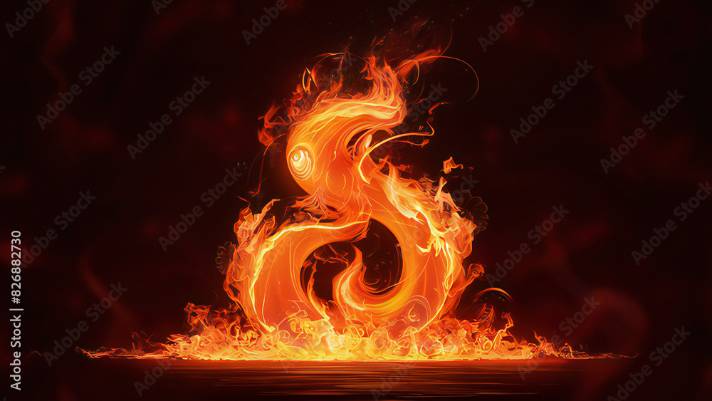 Fototapeta premium Fiery Flames on Black Background: Intense Heat and Energy