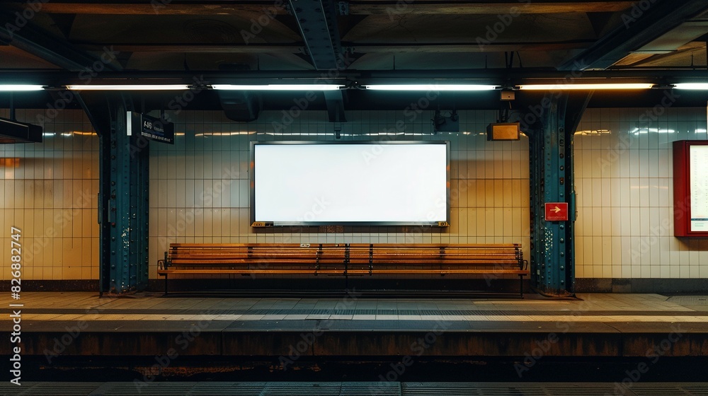 Empty Poster Board Mounted at a Train Station Empty Poster Board Mounted at a Train Station