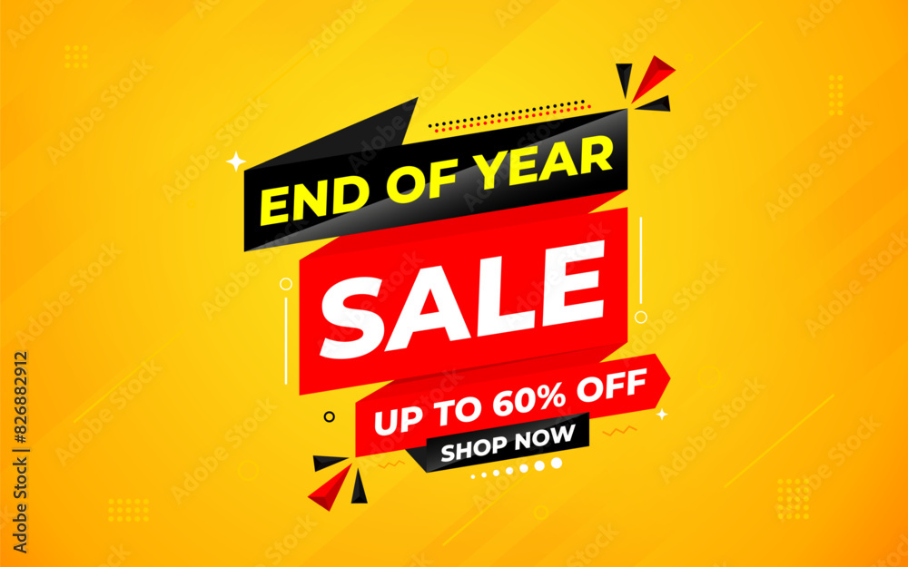 Fototapeta premium End of Year sale offer banner template. stock clearance background. end of year banner template design for web or social media, Sale special offer. abstract vector design.