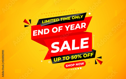 End of Year sale offer banner template. stock clearance background. end of year banner template design for web or social media, Sale special offer. abstract vector design.