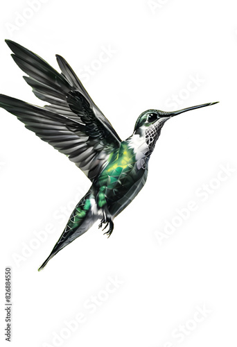 Ave colibrí, ilustración de pájaros photo