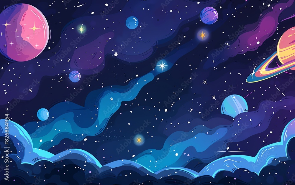 Wallpaper galaxy flat design top view galaxy cluster theme cartoon drawing Analogous Color Scheme Wallpaper galaxy flat design top view galaxy cluster theme cartoon drawing Analogous Color Scheme