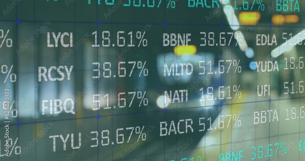 Obraz premium Image of financial data processing over train platform