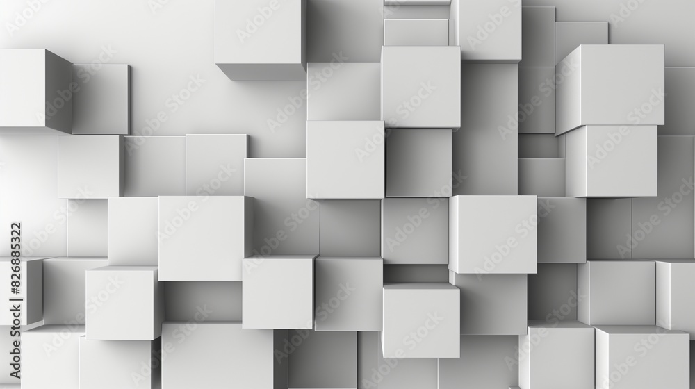 Minimalist white and gray gradient cubes composition. Vector art. Minimalist white and gray gradient cubes composition. Vector art.