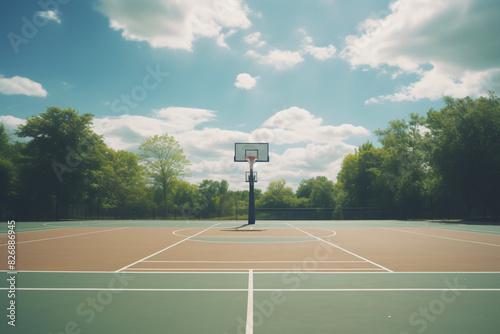 wide shot of a basketball court on a sunny day © ananda