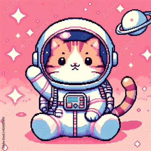 Pixel Art Cat's Lunar Adventure: Garden Exploration