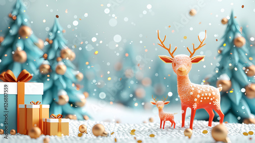 Low poly 3D image of happy new year, christmas winter festive composition. colorful christmas background with realistic 3D . vector illustration