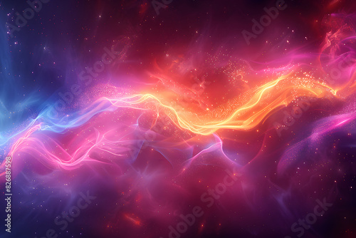Colorful Background with abstract neon lights in vibrant colors like pink, blue, and purple, creating a futuristic and energetic vibe with glowing. photo