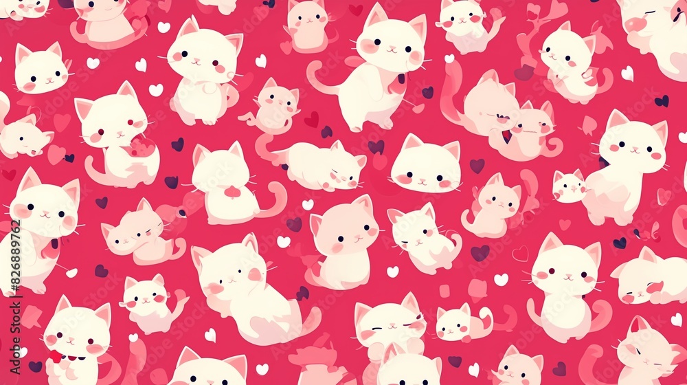 Obraz premium 子猫の可愛いイラスト、コピースペース,テキスト用スペース,Generative AI,