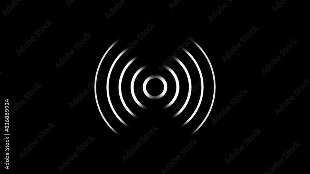 White color radio waves animation on black background ,circle waves or line waves concept White color radio waves animation on black background ,circle waves or line waves concept