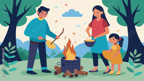 In order to preserve resources a family only uses traditional charcoal making ods and never s down more trees than necessary for their heating and. Vector illustration
