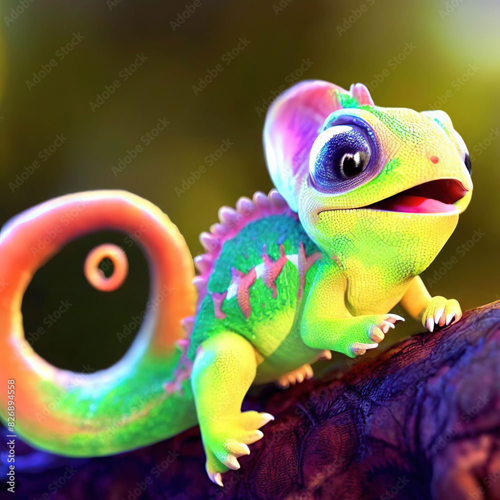  A Captivating Panther Chameleon Close-Up.with Generative AI technology	