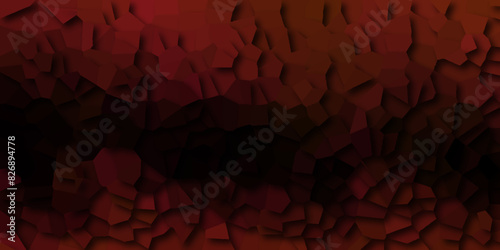 Dark red and black Broken Stained Glass Background with black lines .Seamless pattern with 3d shapes vector Vintage .Texture of abstract backdrop Multicolor Broken . Red triangle background. Vector 