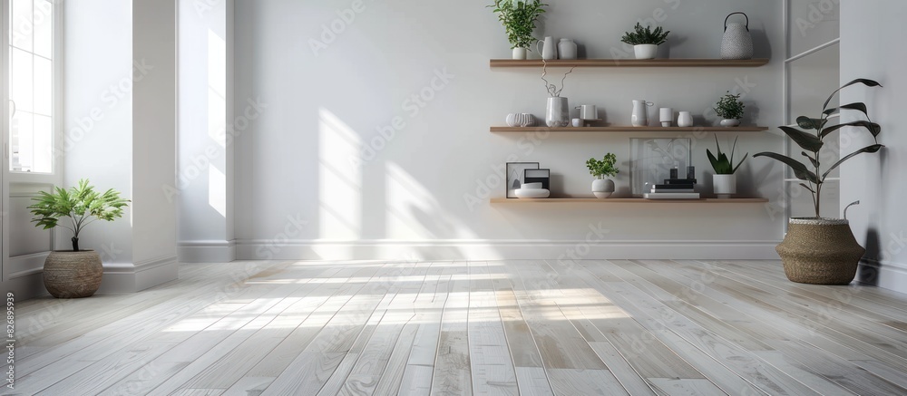 A white room with a large window and a potted plant A white room with a large window and a potted plant
