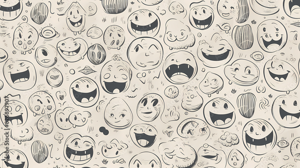 Emoticons conceptual art vector image,Sketch emoticons seamless pattern vector image. Emoticons conceptual art vector image,Sketch emoticons seamless pattern vector image.