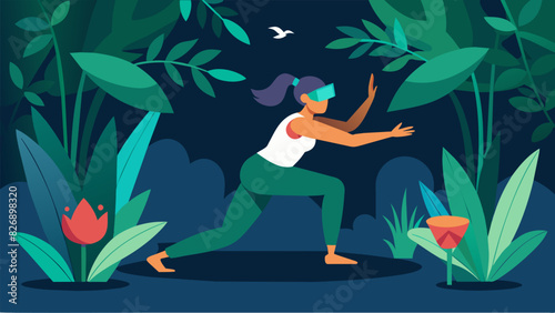 Immerse yourself in a virtual jungle where youll navigate through a series of bodyweight exercises while dodging virtual predators.. Vector illustration