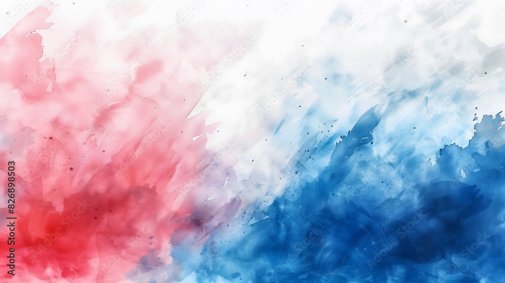 Abstract Background - An abstract blend of red and blue watercolors with soft, sweeping strokes creating a vibrant scene