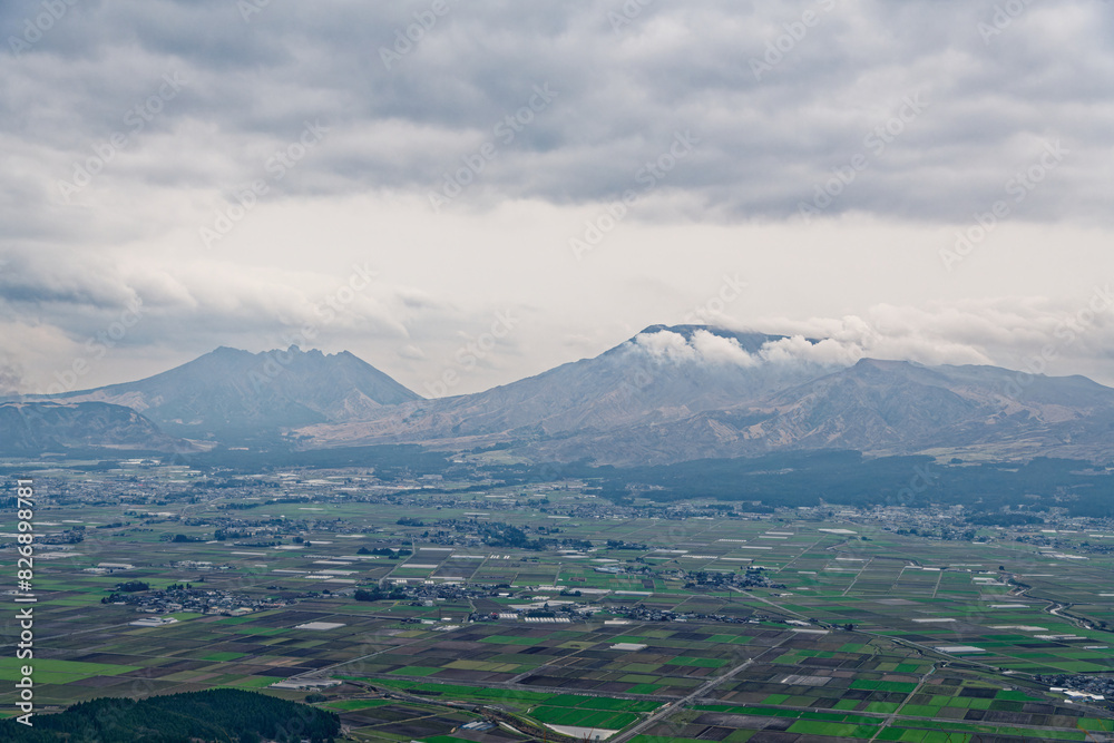 Fototapeta premium mount Aso caldera landscape in Kumamoto, Japan