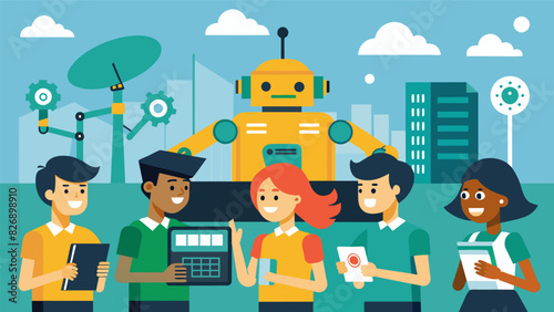 A robotics challenge for high school students to create an automated system for monitoring and conserving energy usage in homes and public spaces.. Vector illustration
