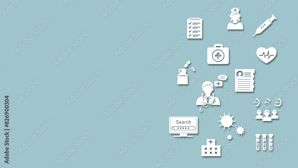 Naklejka premium 医療、健康をテーマにしたアイコンイラスト シンプルバージョン