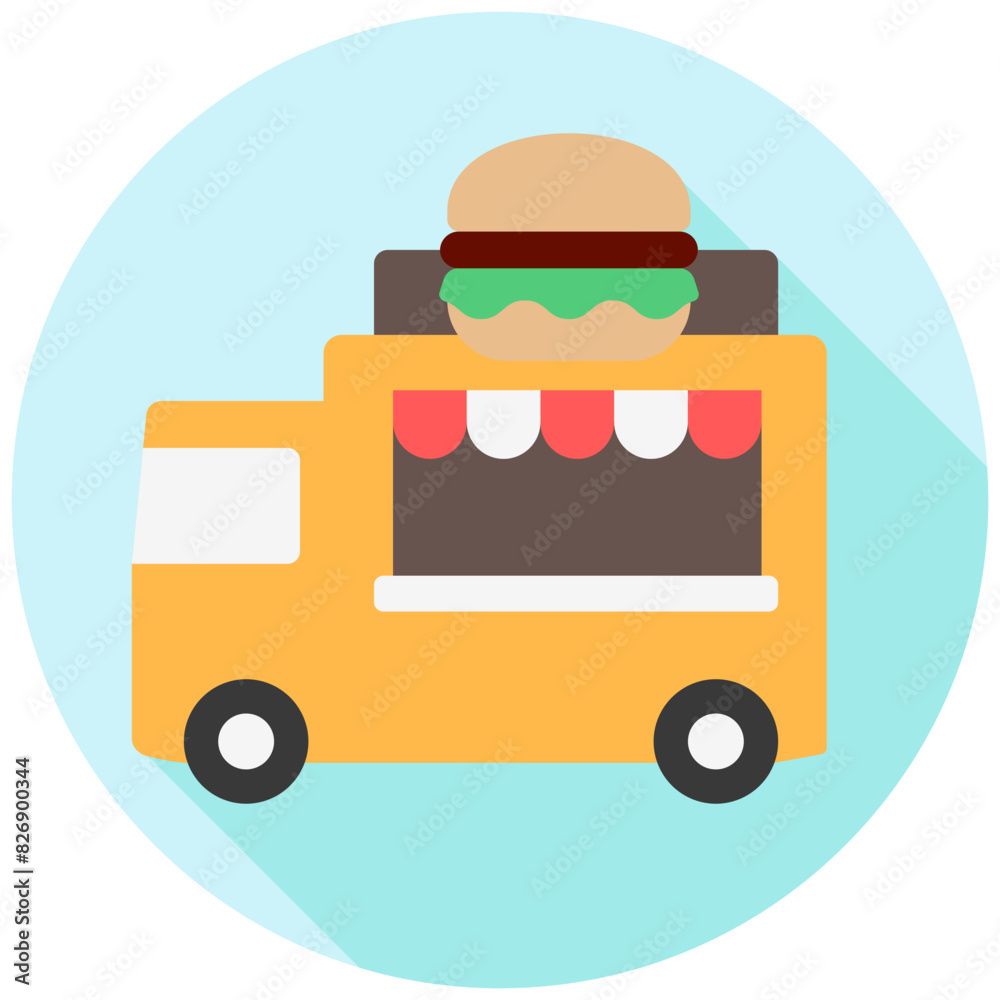 Food truck rounded multi color icon, related to street food theme. use for modern concept, web and app development Food truck rounded multi color icon, related to street food theme. use for modern concept, web and app development