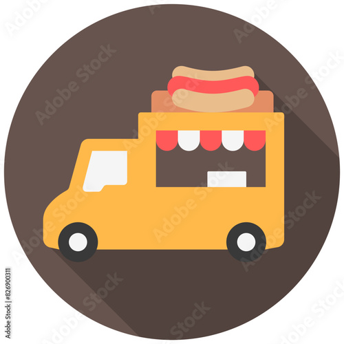 Food truck rounded multi color icon, related to street food theme. use for modern concept, web and app development