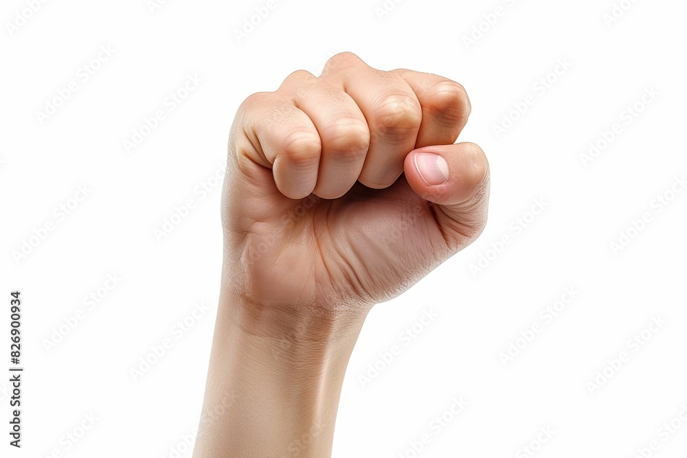 Raised hand fist, isolated on white Raised hand fist, isolated on white