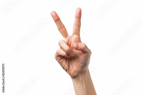 Peace sign hand, isolated on white