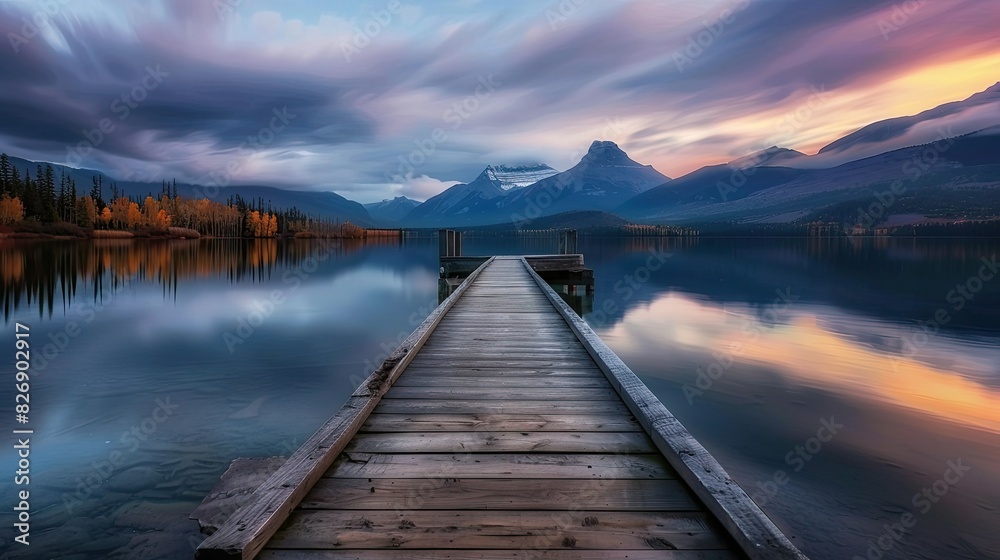 Naklejka premium forest with a lake wallpaper. landscape lake forest with fog wallpaper. landscape forest with lake and fog. landscape with a lake and mountains. landscape of mountain lake and forest.