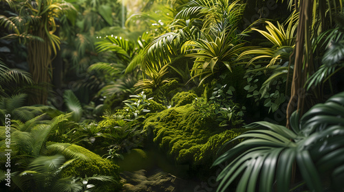 Forest Ferns and Tropical Trees Under Sunny Skies