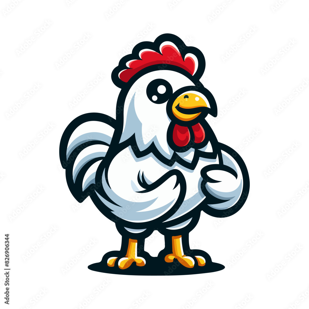 cute chicken mascot logo vector illustration