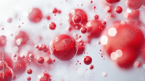Vibrant Red Bubbles Cluster on Surface