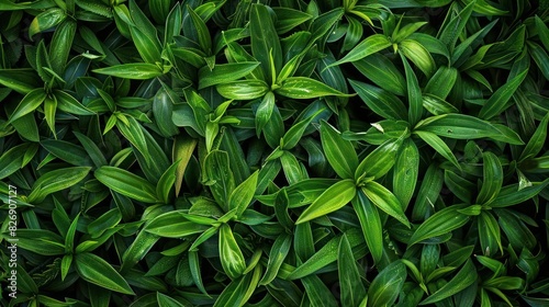 A dense green wall of leaves fills the frame  creating a visually striking and vibrant background