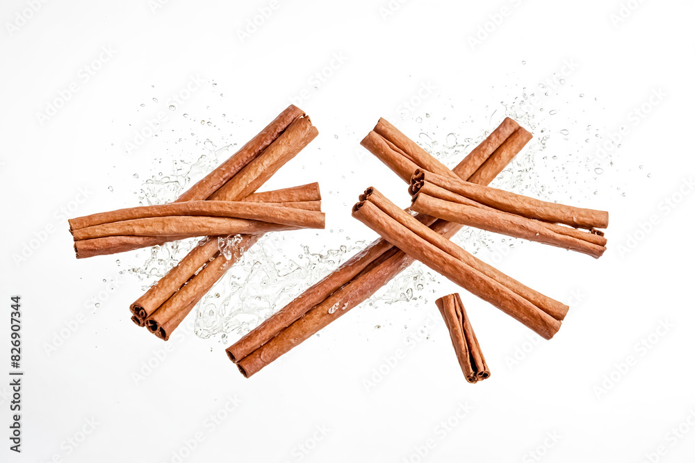 Cinnamon Sticks Splashing in Water Cinnamon Sticks Splashing in Water