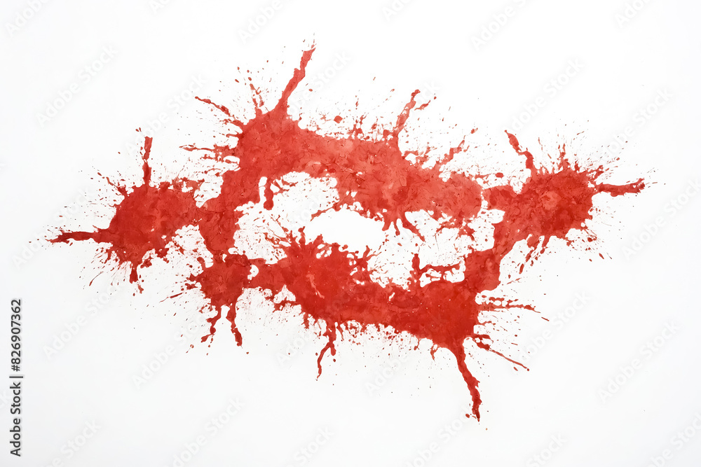A red paint splatter on a white background. This image is perfect for creating a dramatic and impactful effect in your designs. A red paint splatter on a white background. This image is perfect for creating a dramatic and impactful effect in your designs.