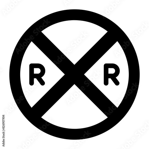 Railroad Crossing Traffic Sign Icon
