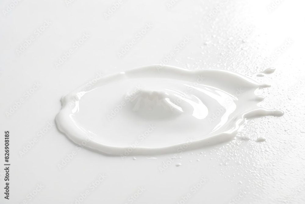 Close-up of a White Liquid Splashing and Spreading on a White Surface Close-up of a White Liquid Splashing and Spreading on a White Surface