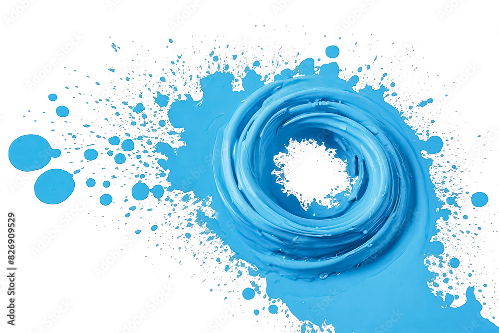 Fototapeta premium Abstract Blue Paint Swirl and Splatter