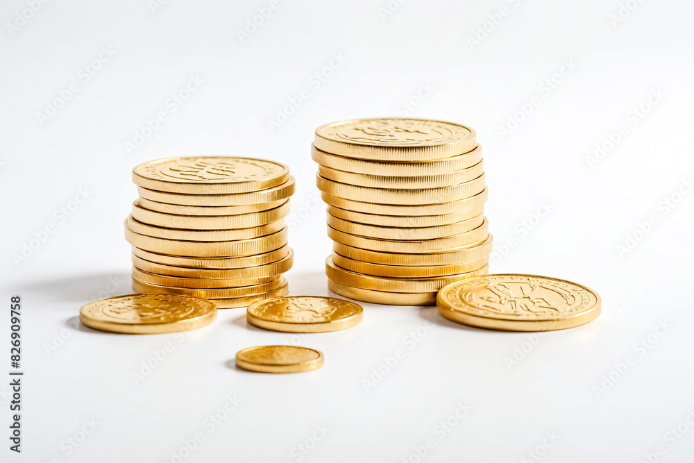 Stack of Gold Coins on White Background Stack of Gold Coins on White Background