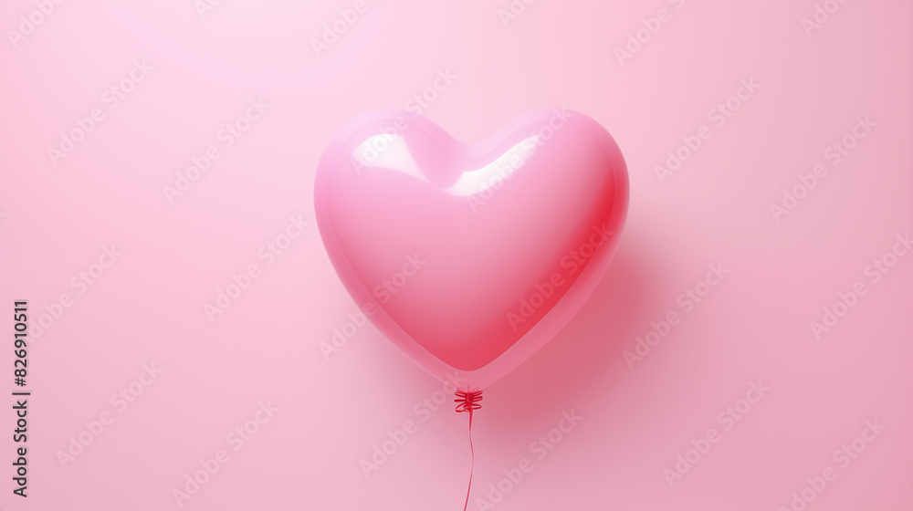 A pink heart-shaped balloon on a pink background
