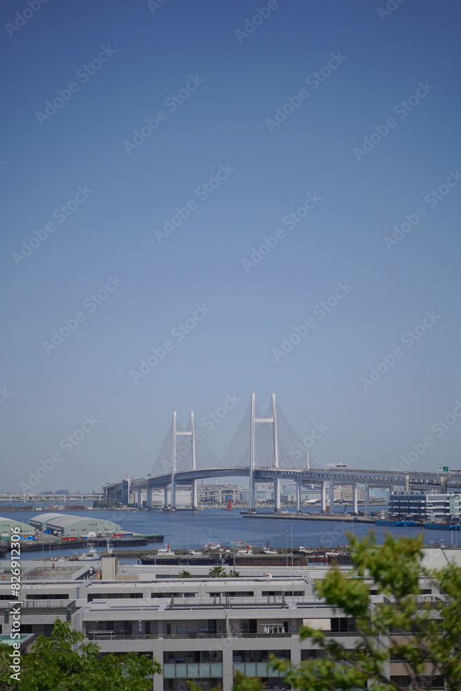 Fototapeta premium 日本の横浜の港の見える丘公園からの風景 横浜ベイブリッジ