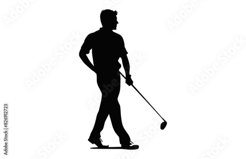 Golfer Silhouette Vector black Clipart isolated on a white background